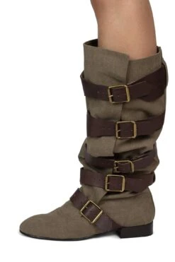 FASTENED -Winter Shoes Store fastened knee high boot yyh olive fabric brown 6 405216