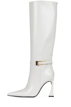 IDENTITY -Winter Shoes Store identity knee high boot st white crinkle patent 6 122863