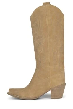 RANCHER-K -Winter Shoes Store rancher k knee high boot st beige suede natural stack 6 652115