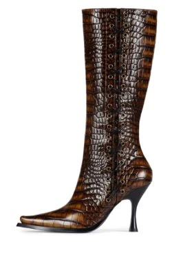 STUNNA -Winter Shoes Store stunna knee high boot dv brown croco 6 996044