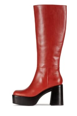 THE-BAND -Winter Shoes Store the band knee high boot dv red brown stack 6 662362